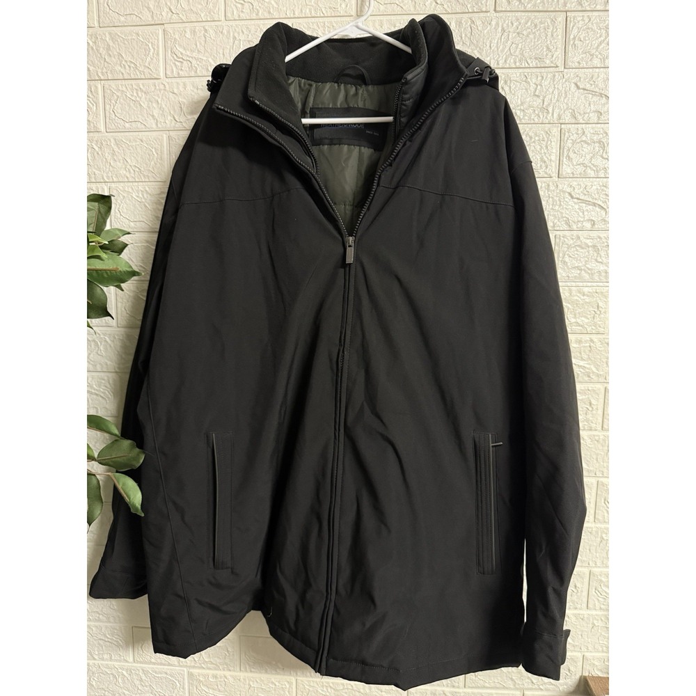 Weatherproof Mens Black Softshell Coat Full Zip Removable Hood Jacket 2XL